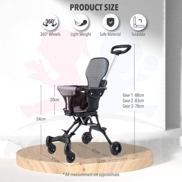 Foldable Stroller Lightweight Stable Soft Seat Hand Push for Baby - Image 2